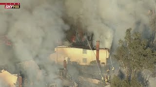 Home destroyed in Whitter brush fire
