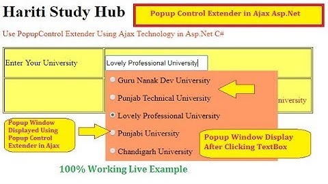 PopupControlExtender Ajax Toolkit in Asp.Net C# | Hindi | Popup Control Extender in Asp.Net Learn
