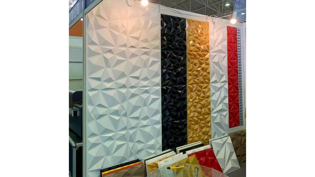 Fireproof Shining Gold Diamond Design PVC 3d Wall Panel For Interior ...