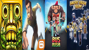 Temple run lost jungle vs Danger dash vs bus rush vs angry gran run || Android iPad iOS IP PLAYGAME