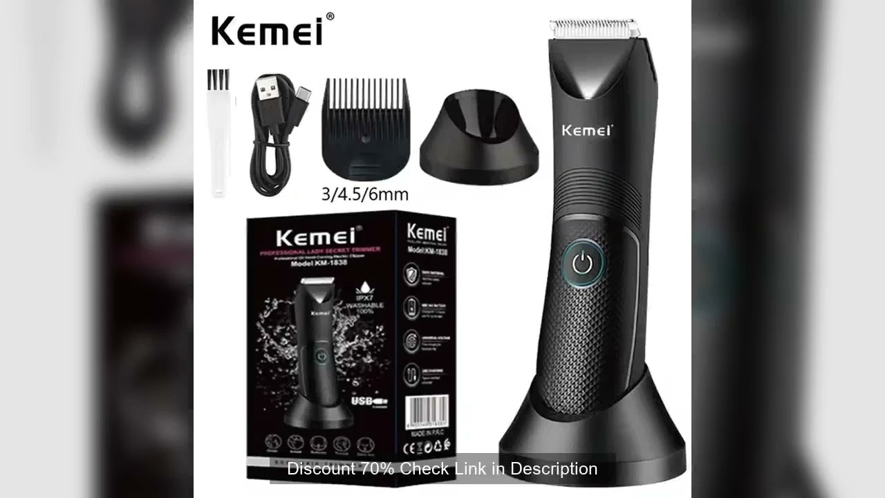 Kemei KM-1838 Groin Area Hair Trimmer Lawn Mower Ceramic Blade Waterproof Wet Dry Clippers Pubic Arm