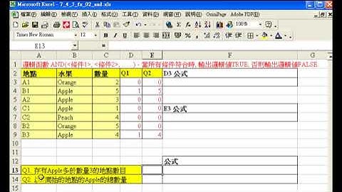 Spreadsheet試算表 (MS Excel) 函數應用 - AND