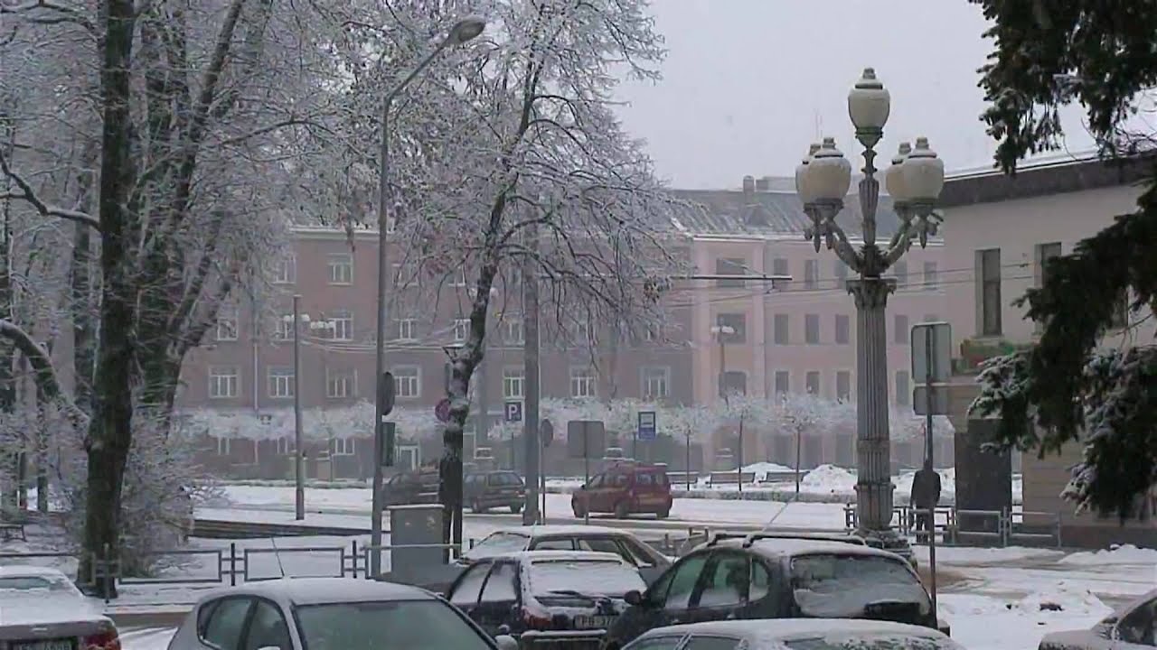 Снегопад в Даугавпилсе