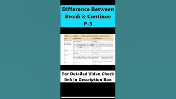 Break Vs Continue | Difference Between Break and Continue