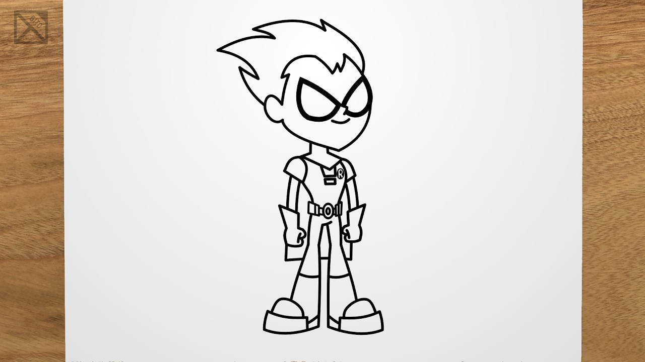 How to draw ROBIN (Teen Titans Go) step by step, EASY