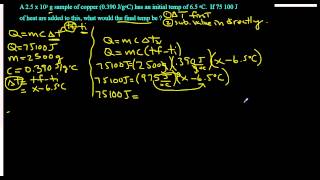 Solving for temperature final in the Heat equation : Q=mc∆t