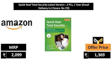 Quick Heal Total Security Latest Version   2 PCs, 1 Year Email Delivery in 2 hours  No CD