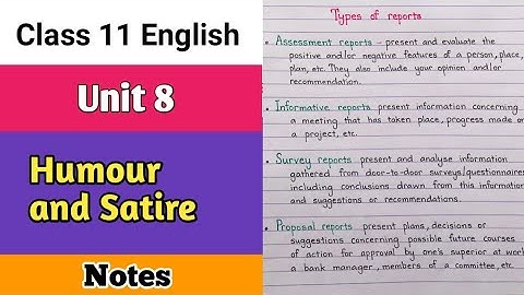 Humour and Satire Exercise Solution | Class 11 English Unit 8 Notes