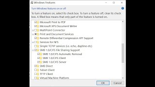 Samba Part 2. Windows 10 Smb Features Enable. You Must Setup A Static Ip Address For This To Work.
