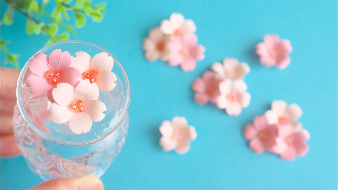 簡単！クラフトパンチで作る立体的な桜の花の作り方 -  DIY How to Make Paper Cherry  Blossom Flower With Shape Punch