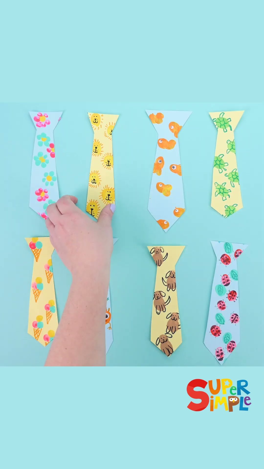 Finger Paint Father's Day Tie Card #artsandcrafts #shorts #fingerprintcrafts