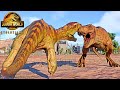 Jurassic World Evolution Tyrannosaurus REX vs Giganotosaurus, Carnotaurus Dinosaurs Fighting