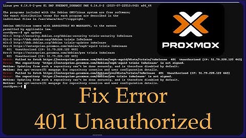 How to Fix Error 401 Unauthorized Repository Enterprise in Proxmox