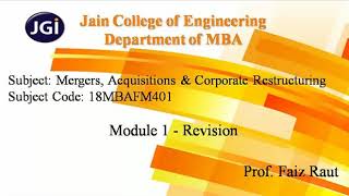 Revision   Module 1   Merger, Acquisition & Corporate Restructuring