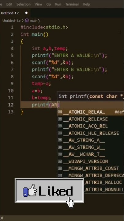 Write a c program swapping of two numbers using third variables ...