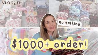$1,000+ Wholesale Order: Making Scrunchies & Makeup Bags | No Talking asmr style VLOG217