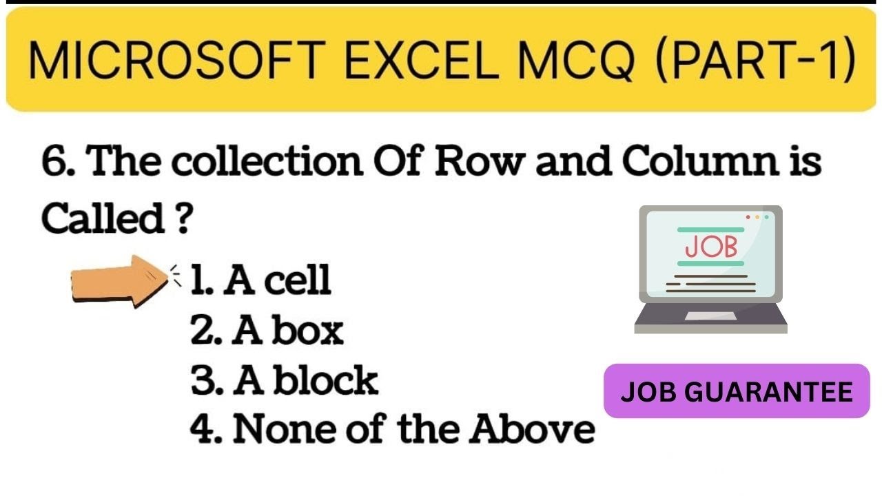 MS Excel mcq questions (PART-1) | MS Excel mcq question and answers | Mcq on ms excel
