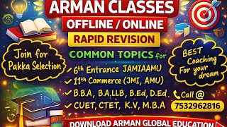 LECTURE ~ 8 MISSION JAMIA AMU SELECTION 2026#By Arman sir(Math Guru)
