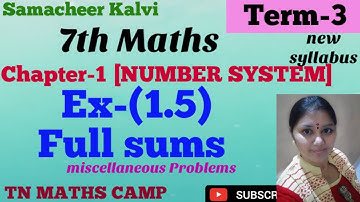 7th TN Maths TERM-3 Ex-(1.5)full sums, Chapter-1[NUMBER SYSTEM] samacheer Kalvi english medium maths