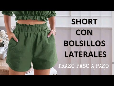 PATRÓN de SHORT con BOLSILLOS LATERALES y Cintura Elastizada con efecto Volante | SANDRA PADILLA