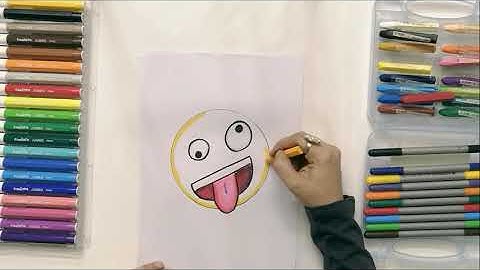 How to Draw a Silly Happy Face Emoji with Coloring Easy