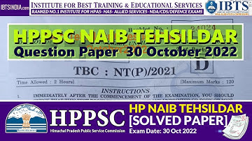 Solved Paper HP Naib-Tehsildar Prelims Exam 2022| Answer Key| IBTS - Online HPAS Coaching Chandigarh