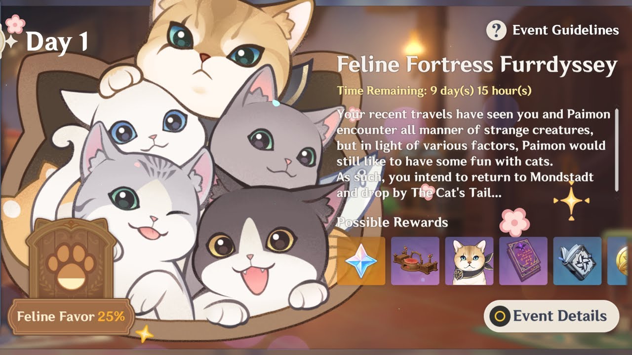 Event Guide | Feline Fortress Furrdyssey - Day 1 | Genshin Impact 4.5