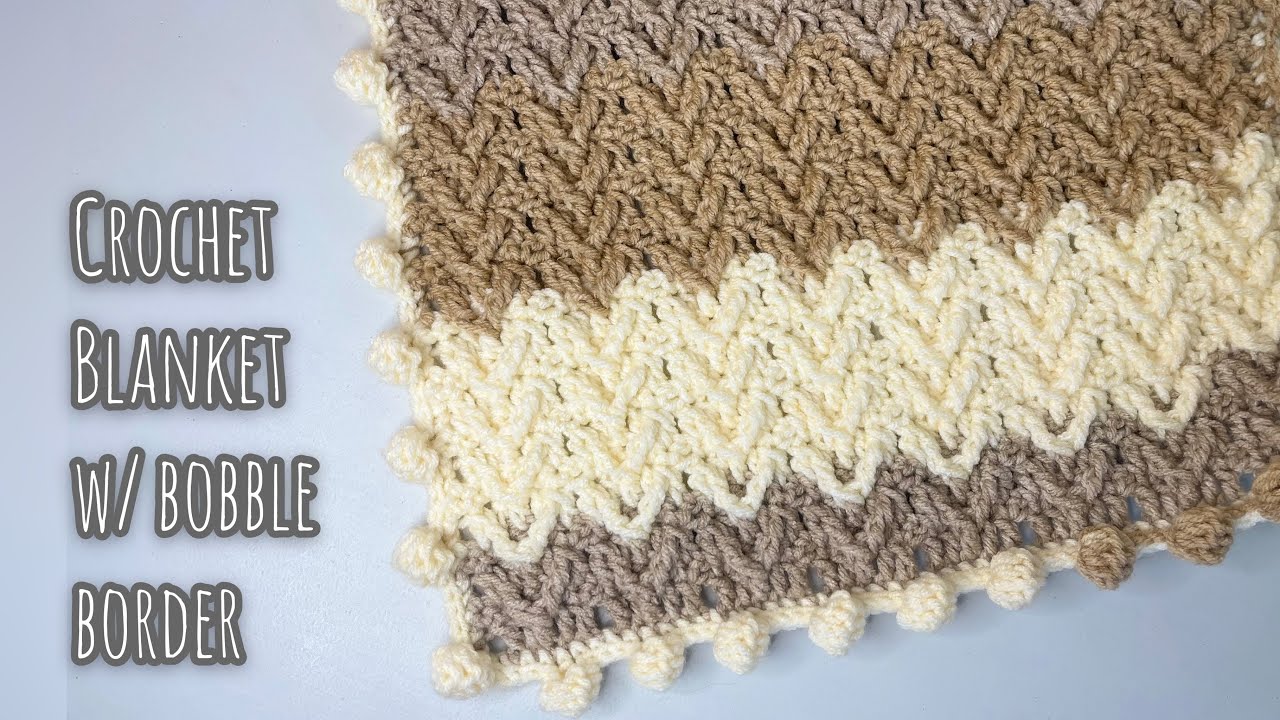 Crochet Blanket with Bobble or Popcorn Stitch Border Easy Crochet Baby Blanket YouTube