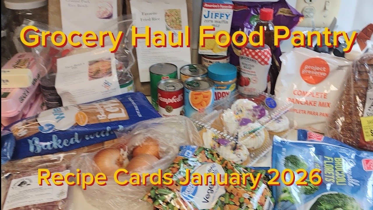 Grocery haul food pantry Bank recipe challenge hack ideas budget social security working Poor 