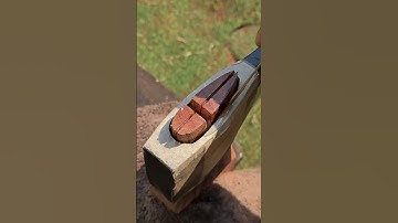 Cool axe hanging : Cross wedge of exotic wood on a rosewood handle #craftsmanship #asmr