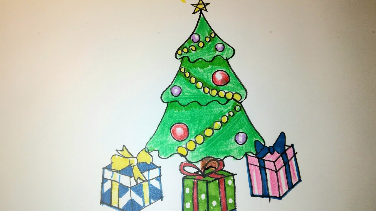Как нарисовать декоративную новогоднюю ёлку