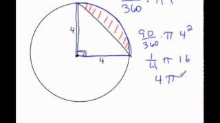 A basic video on finding the area of shaded region enclosed by sector
and triangle. here is for concentric circles.
http://youtu.be/m3dwux5pxj8
