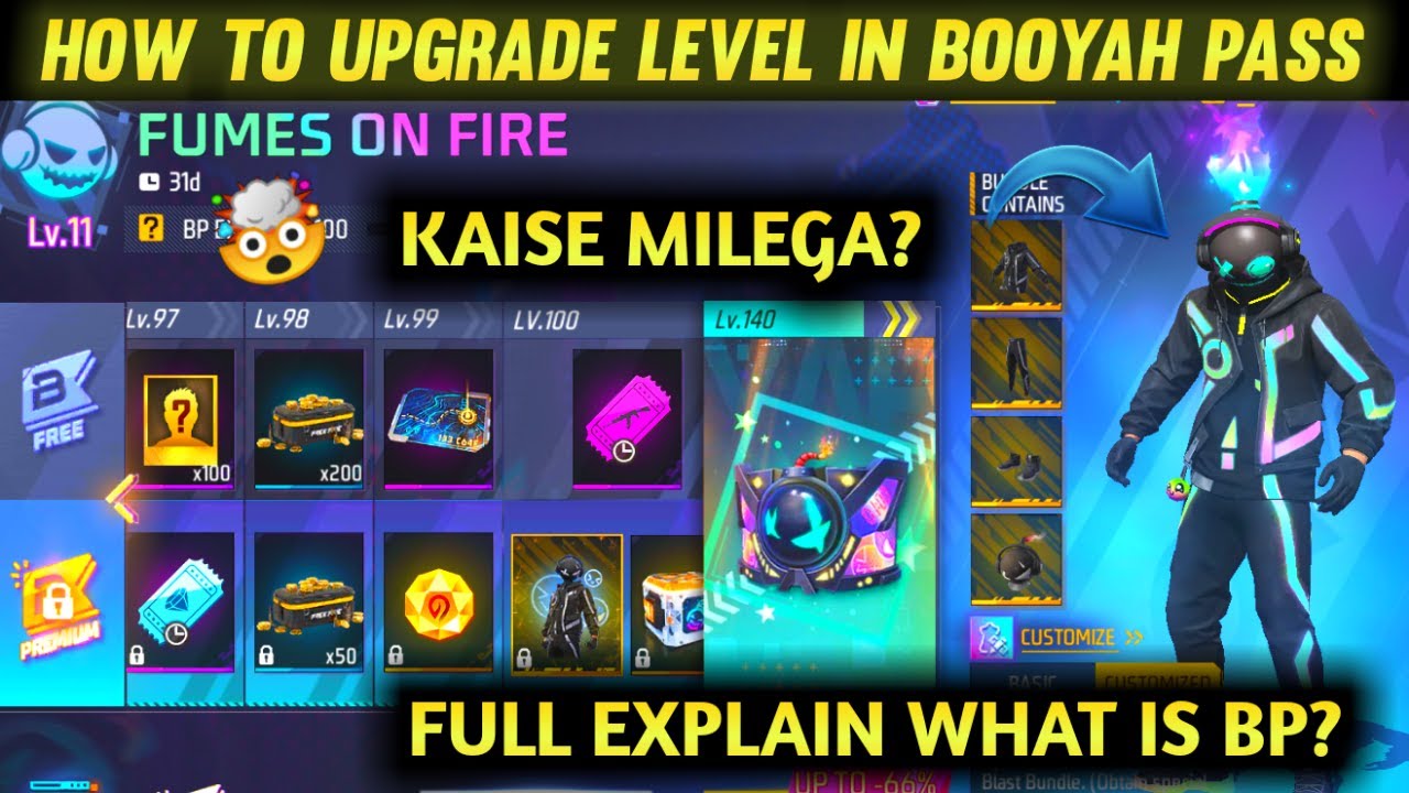 How To Upgrade/Boost Level In Booyah Pass |BP Season  1 Fumes On Fire |Full Details |Booyah Pass EXP