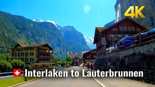 Interlaken to Lauterbrunnen, Summer driving in Switzerland from Interlaken to Lauterbrunnen 4K