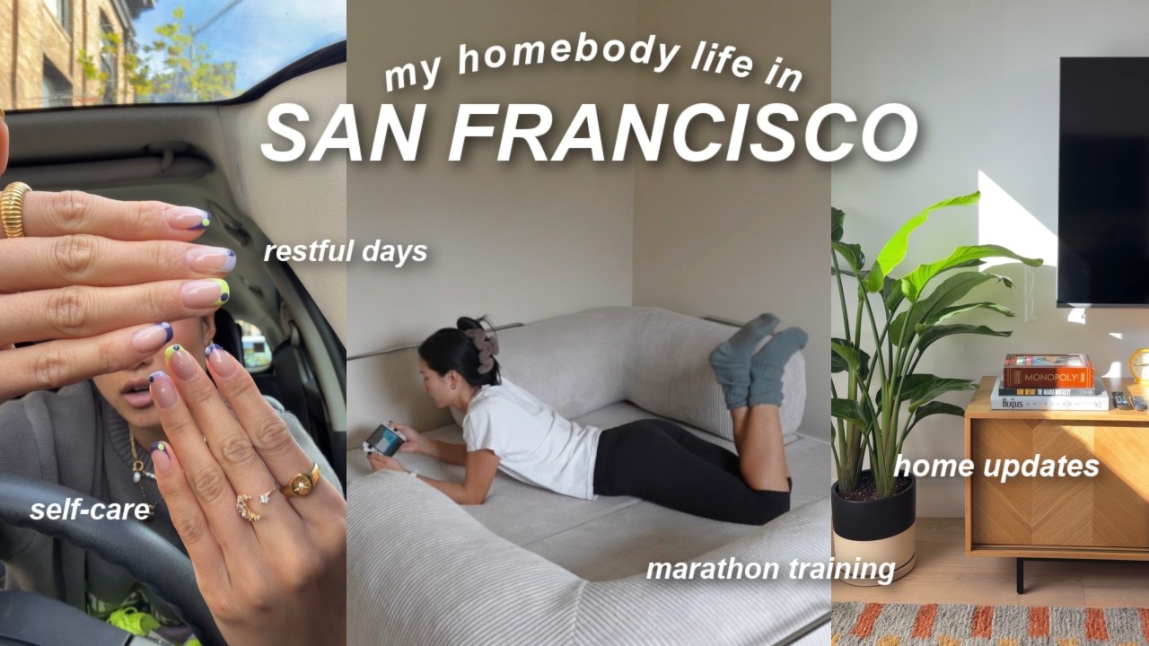 Homebody in San Francisco 🛋️🌱 workouts, new plants, vintage record collection, and race day nails!