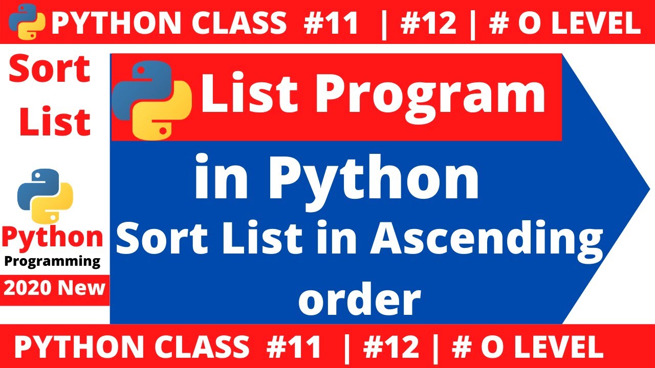 python list program : sort list in ascending order | python list ...