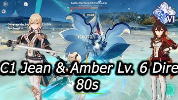 Duo C1 Jean Amber Lv.6 Dire 80s 6.2 Luna 3 Stygian Onslaught Mode  Genshin Impact