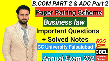 B.Com part 2 law important questions annual examination 2024 GC University of Faisalabad ADC part 2.