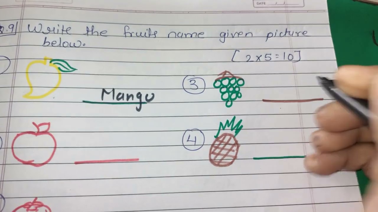 Question paper for class U.K.G. 