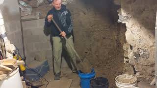digging basement by hand.