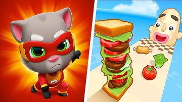 Talking Tom Hero Dash | Sandwich Runner - MAX LEVEL GAMEPLAY (ANDROID,IOS) #sandwichrunner #games