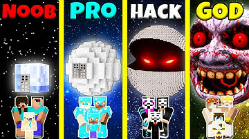 Minecraft Battle: NOOB vs PRO vs HACKER vs GOD: MOON PLANET HOUSE BASE BUILD CHALLENGE / Animation