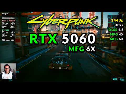 Cyberpunk 2077 com Dynamic Multi Frame Generation X6 na RTX 5060