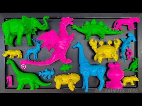 Cleaning sea animals, shark, giraffe, elephant, crab, frog, rhino, deer, tiger, kangaroo