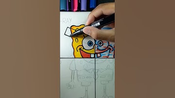 drawing spongebob in 4 different styles part.2 #shorts