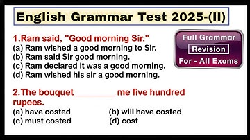English Grammar Test 2025 - 2 | Full Practice for #SSC #TGT #PGT #CTET #UPTET #LTGrade #BoardExam 