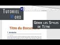 Word  modifier les styles de titre