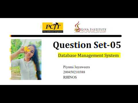 Question Set-05 | Database Management System | Java Institute | PCJT Software Engineering