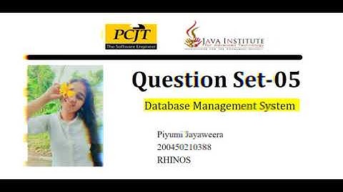 Question Set-05 | Database Management System | Java Institute | PCJT Software Engineering
