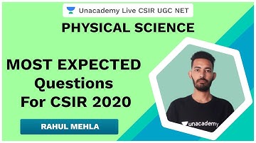 Most Expected Questions in 2020 | Physical Science | CSIR UGC NET 2020 | Rahul Mehla